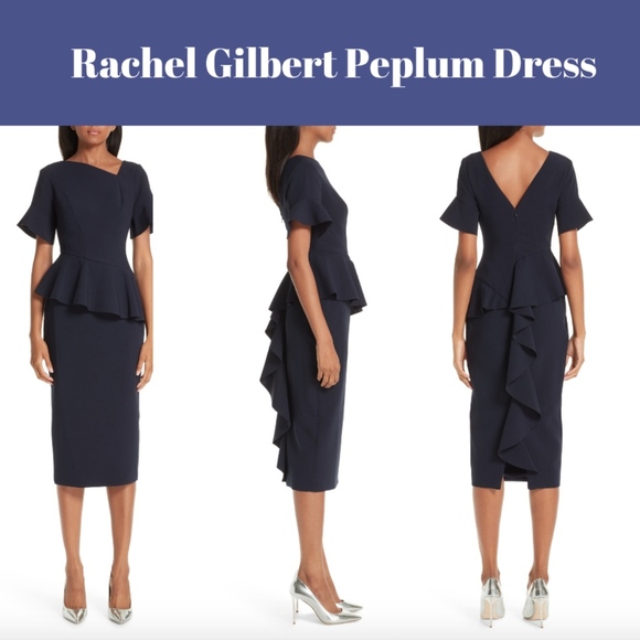 NEW $1099 Rachel Gilbert Farah‎ Peplum Dress US 8
